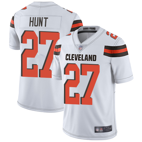 Cleveland Browns Kareem Hunt Men White Limited Jersey 27 NFL Football Road Vapor Untouchable